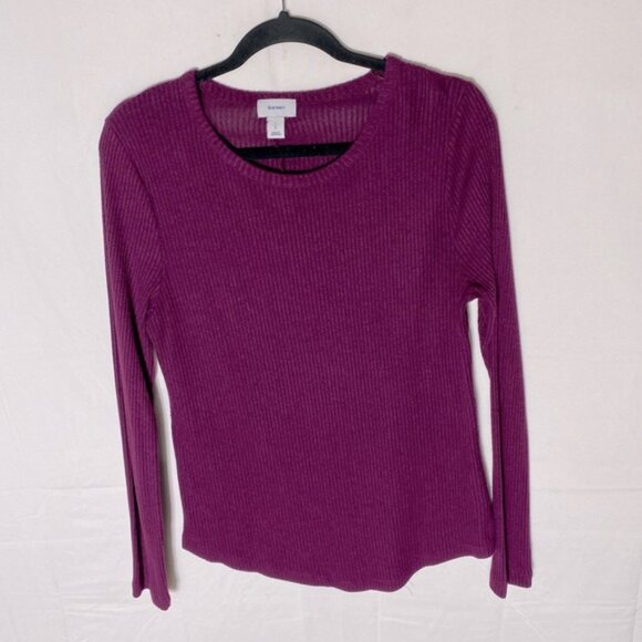 Old Navy Burgundy Winter Wine Plush Ribbed Long Sleeve Crew Neck Tee L - Picture 1 of 15